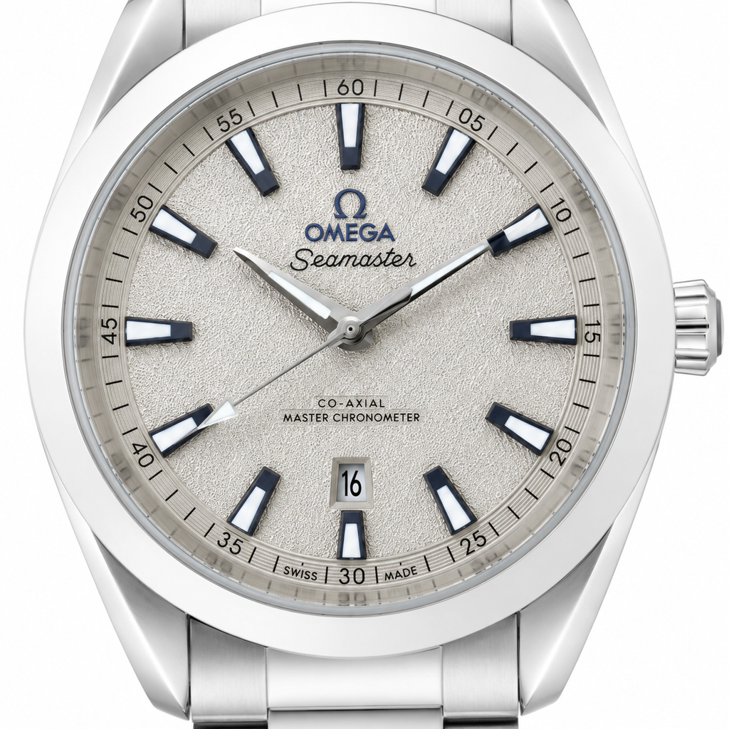 Omega Seamaster – White Textured Dial Silver Watch