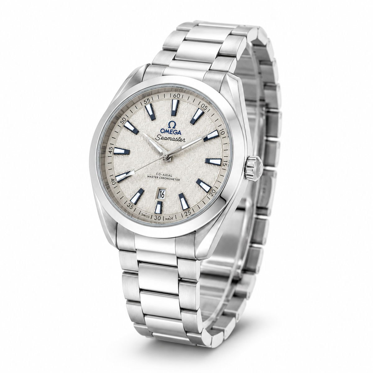 Omega Seamaster – White Textured Dial Silver Watch