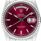 Rolex Day-Date – Red Dial Silver Watch