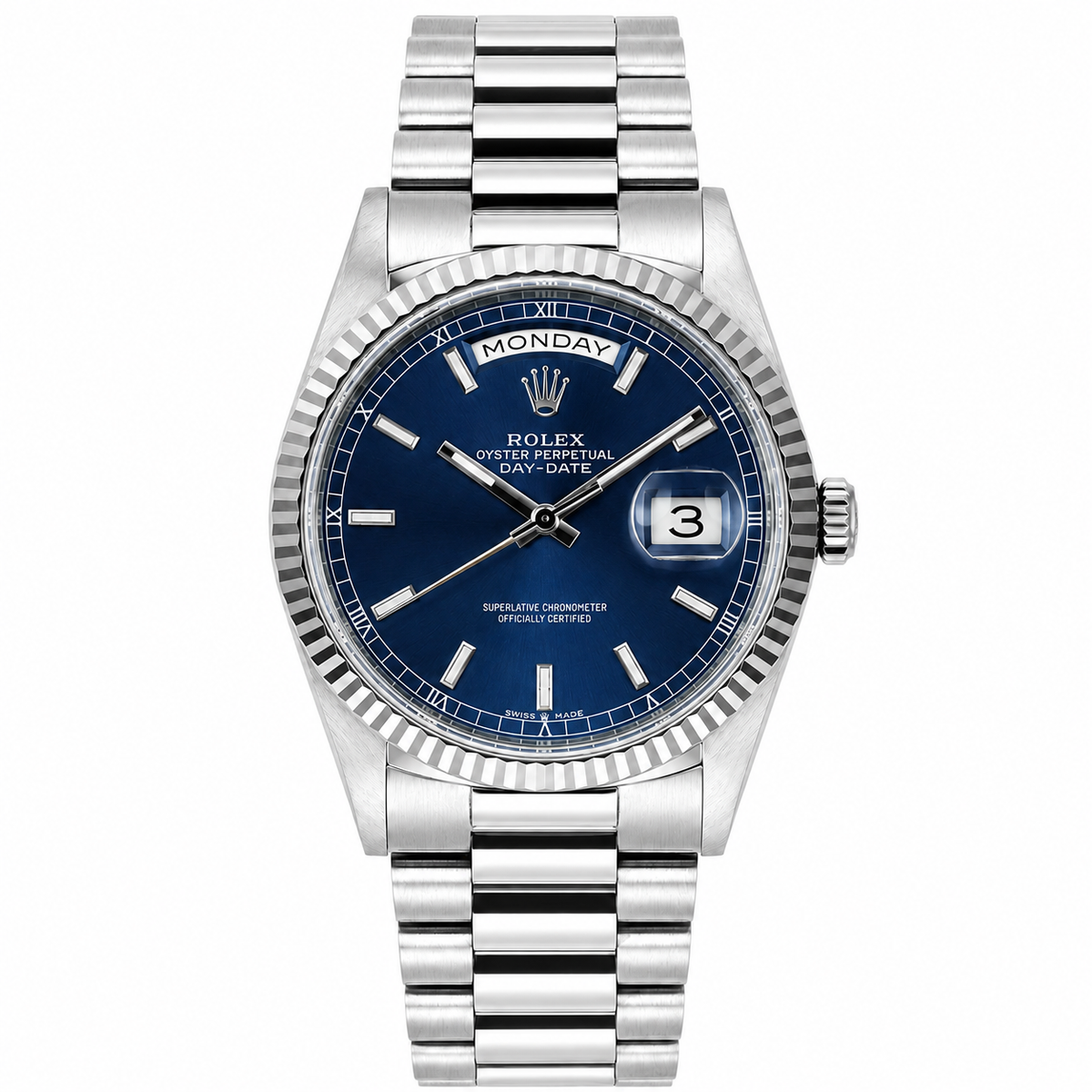 Rolex Day-Date – Blue Dial Silver Watch