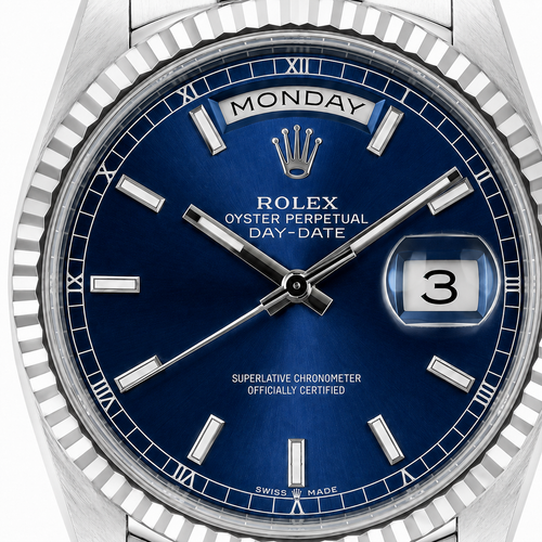 Rolex Day-Date – Blue Dial Silver Watch